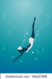 Diver Cartoon silhouette