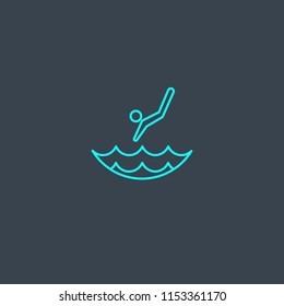 Diver concept blue line icon. Simple thin element on dark background. Diver concept outline symbol design from Beach set. Can be used for web and mobile UI/UX