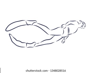 Diver contour, vector illustration