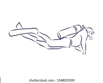 Diver contour, vector illustration