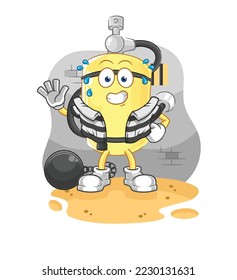 the diver cylinder criminal in jail. cartoon character