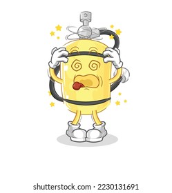 the diver cylinder dizzy head mascot. cartoon vector