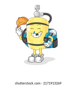 el cilindro de buceador va al vector escolar. personaje de caricatura
