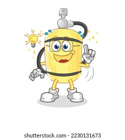 the diver cylinder got an idea cartoon. mascot vector