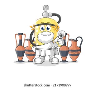 the diver cylinder with greek clothing. cartoon mascot vector