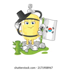 the diver cylinder korean character. cartoon mascot vector