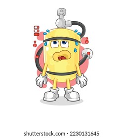 the diver cylinder low battery mascot. cartoon vector