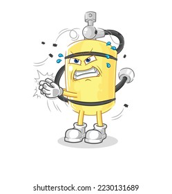 the diver cylinder swat fly character. cartoon mascot vector