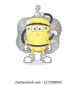 the diver cylinder thinking hard vector. cartoon character