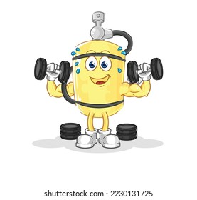 the diver cylinder weight training illustration. character vector