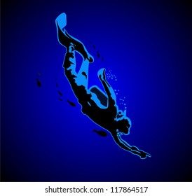 Diver in a deep immersion