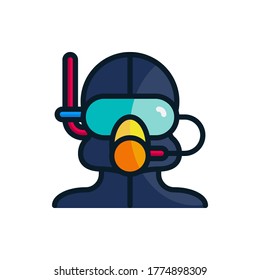 Diver, dive filled outline icons. Vector illustration. Editable stroke. Isolated icon suitable for web, infographics, interface and apps.