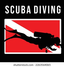 Buceo submarino natación símbolo subacuático logo vectorial ilustración 