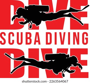 Buceo submarino natación símbolo subacuático logo vectorial ilustración 