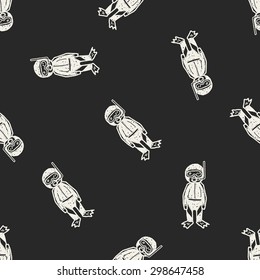 diver doodle seamless pattern background