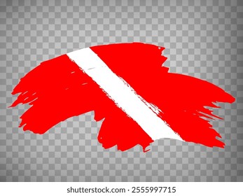 Diver Down Flag brush stroke background.  Waving Scuba flag. Flag Diver Down on transparent backrgound for your web site design, logo, app, UI.  EPS10. Vintage Style 