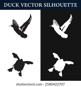 diver duck ssilhouette set. free vector illustration