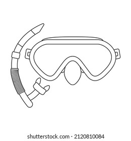 Icono vectorial de gafas de buceador.Icono de vector contorno aislado en gafas de buceador de fondo blanco.
