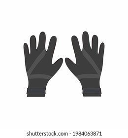 Diver gloves for diving in flat element style isolated on white background.