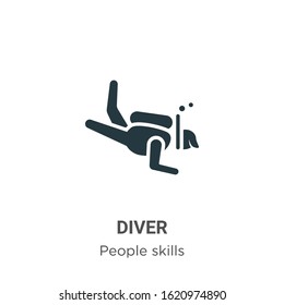 Diver glyph icon vector on white background. Flat vector diver icon symbol sign from modern people skills collection for mobile concept and web apps design.