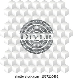 Diver grey emblem with geometric cube white background
