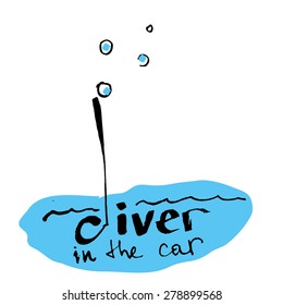 Diver handwritten calligraphic stickers (poster, leaflet, T-shirt design)