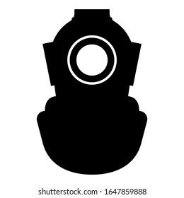 Diver helmet Underwater scuba vintage concept Water leisure old style icon black color vector illustration flat style image