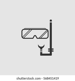Diver icon flat. Black pictogram on grey background. Vector illustration symbol