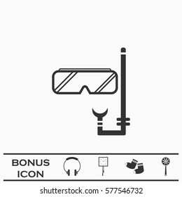 Diver icon flat. Black pictogram on white background. Vector illustration symbol and bonus button