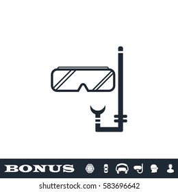 Diver icon flat. Black pictogram on white background. Vector illustration symbol and bonus button