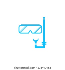 Diver icon flat. Blue pictogram on white background. Vector illustration symbol