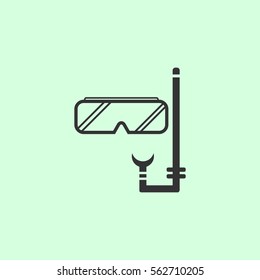 Diver icon flat. Grey vector symbol on green background