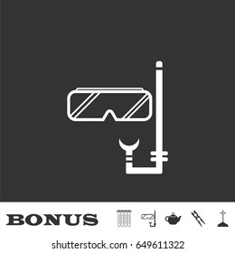 Diver icon flat. White pictogram on black background. Vector illustration symbol and bonus icons