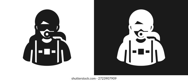 Diver Icon Set Glyph In White And Black Background