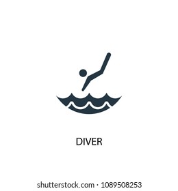 Diver icon. Simple element illustration. Diver concept symbol design from Beach collection. Can be used for web and mobile.