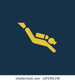 diver icon, diver symbol. Flat vector sign isolated on blue background. Simple vector illustration for graphic and web design.