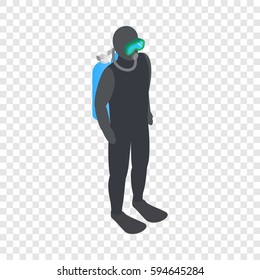Diver isometric icon 3d on a transparent background vector illustration
