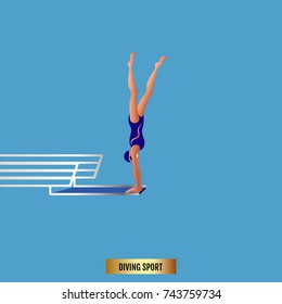 Diver Jumping On Diving Platform Swimming Stock Vector (Royalty Free ...