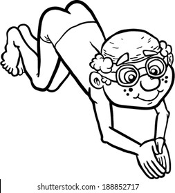 Diver kid cartoon vector