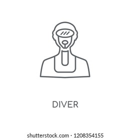 Diver linear icon. Diver concept stroke symbol design. Thin graphic elements vector illustration, outline pattern on a white background, eps 10.