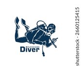 Diver logo design vector. Silhouette Diver Template Illustration