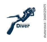 Diver logo design vector. Silhouette Diver Template Illustration