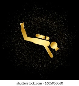 Diver, man gold, icon. Vector illustration of golden particle