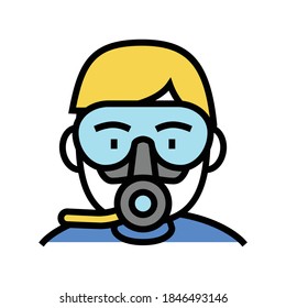 diver mask and breath tool color icon vector. diver mask and breath tool sign. isolated symbol illustration