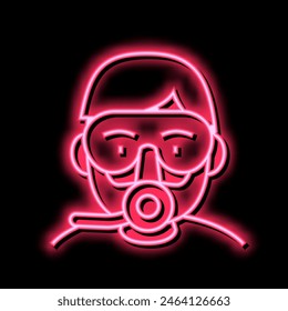 diver mask and breath tool neon light sign vector. diver mask and breath tool sign. isolated symbol illustration