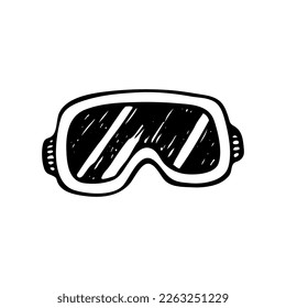 Diver mask sketch. Sea diving. Immersion under water. Summer rest. Hand drawn vector line art illustration.