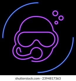 diver neon sign, modern glowing banner design, colorful modern design trends on black background. Vector illustration.