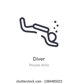 diver outline icon. isolated line vector illustration from people skills collection. editable thin stroke diver icon on white background