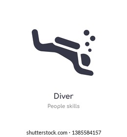 diver outline icon. isolated line vector illustration from people skills collection. editable thin stroke diver icon on white background