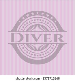 Diver pink emblem. Retro